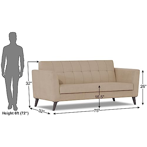 Image of Adorn India Dannis 3 Seater Sofa (Beige) (3 Year Warranty)