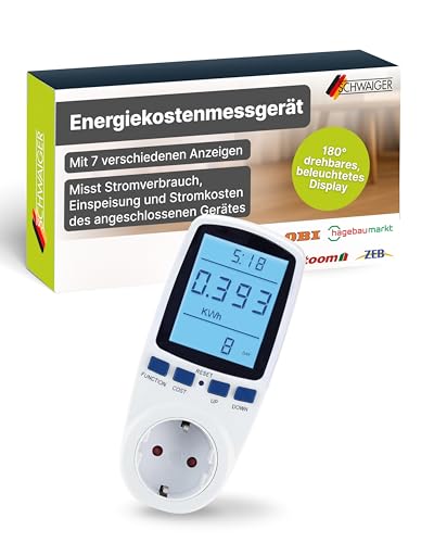 SCHWAIGER Energiekostenmessgerät & Einspeisemessgerät I drehbares & beleuchtetes Display I...