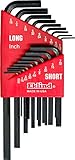 EKLIND 10018 Hex-L Key allen wrench - 18pc set SAE Inch Sizes .050-5/16 Short & Long