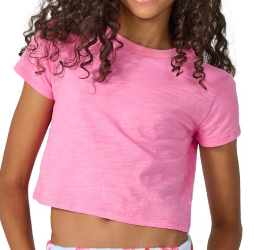 iscream Big Girls' Basics Short Sleeve Round Neck Boxy Cut T-Shirt - Go Girl! Collection