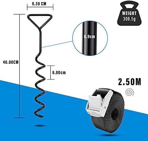 Trampoline Anchor Kit, Bogeer Heavy Duty Trampoline Ground Anchor Kit, Trampoline Tie Down Kit for Trampolines, Swings, Garden Sheds, Playhouses