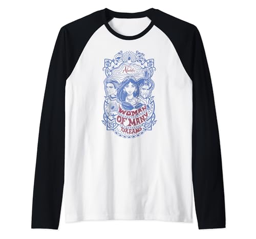 T-shirt Baseball Aladdin Disney style raglan à manches trois-quarts pour homme et femme
