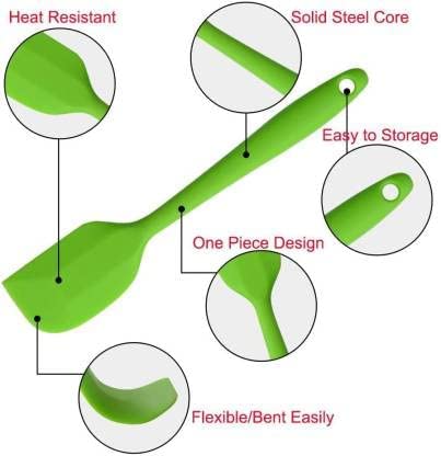 Image of Jamboree Silicone Spatula Set of 2, Large Heat Resistant Spatula for Cooking, Baking and Mixing, Non-Stick Cookware for Kitchen, BPA Free, Flexible, Seamless Design, Deluxe, Red.