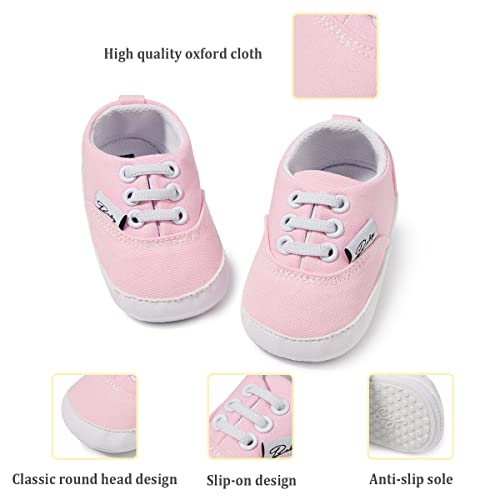 Image of Infant Baby Boys Girls Canvas Sneaker Toddler Slip On Anti Skid Newborn First Walkers Candy Shoes for 0-18 Months