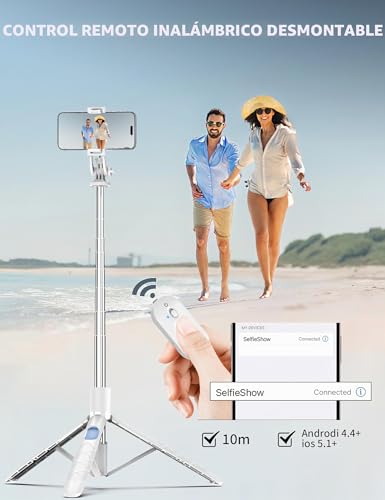 Miniatura 6 de 180CM Palo Selfie Trípode, Tripode para Movil Extensible, Trípode de Teléfono Flexible con Control Remoto Desmontable, 360 ° Rotación, Compatible con iPhone 15 14 13 12 11 Pro, Android, GoPro, Cámara