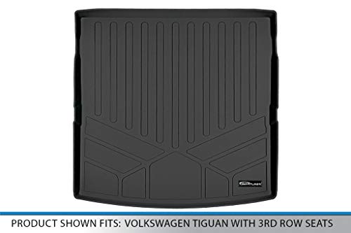 Smartliner Custom Fit Cargo Trunk Liner Floor Mat Behind 2Nd Row Black Compatible With 2018-2022 Volkswagen Tiguan With 3Rd Row Seats #TOP2