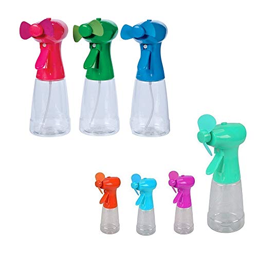 DRULINE Ventilator Handventilator Sprühventilator Wasser-Sprüh Ventilator Sommer Heiß Abkühlung Erfrischung aus Kunststoff | L x B x H 7.5 x 7.5 x 21 cm | Mint, Pink, Rot, Türkis