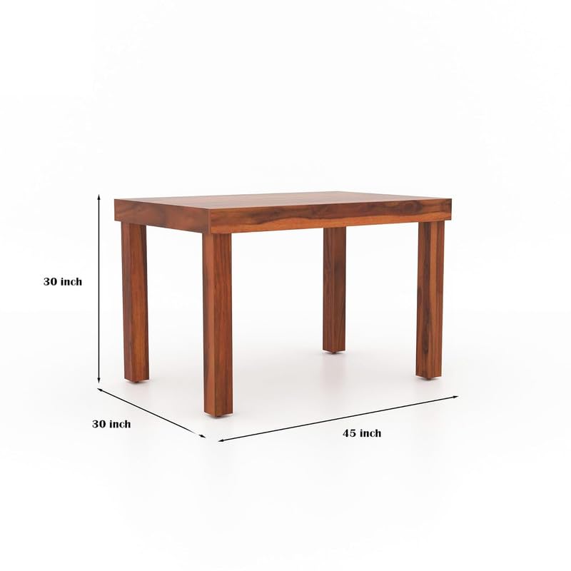 Image of Furniture Solid Sheesham Wood 4 Seater Dining Table Set with 3 Cushioned Chairs and Bench | Wooden Four Seater Dinner Table Set for Living Room, Kitchen, Dining Area and Home (Honey Finish)