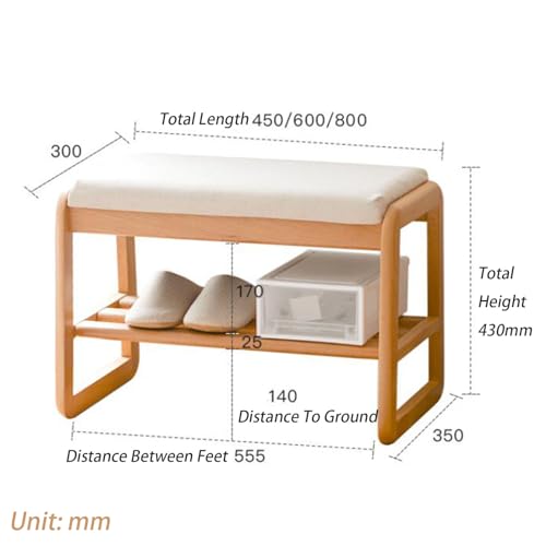 Banc de rangement en bois avec 2 étagères pour chaussures - 3