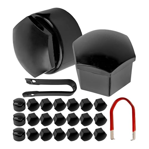 Your Day Mate Juego de Tapones para Tornillos y Tuercas de Rueda, 26 Piezas, para Tornillos y Tuercas hexagonales de 17 mm, Orificio para Tornillos de llanta de Ø 24 mm como mínimo