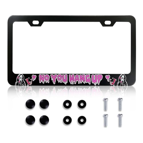 Scream Ghost Skull Face License Plate Frames - Horror Car Plate Holder Cover Metal Tag Frame Cute Funny Ghost Skull Face Car Tag Cover Holder with Free Screws Fasteners Caps