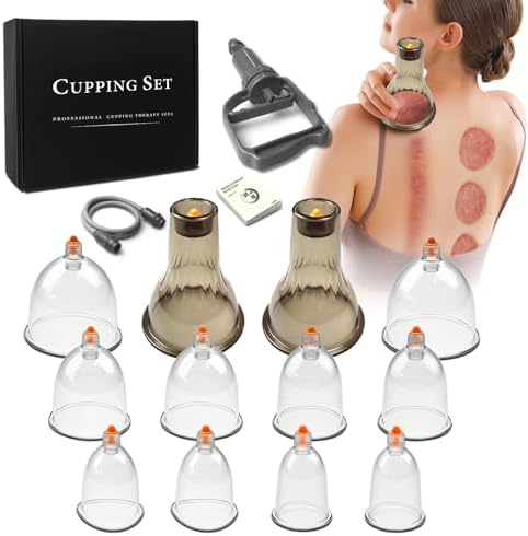 AIKOTOO Cupping Set – Cupping Therapy Set w/ 12 Massage Cups for Pain Relief Physical Therapy Body Massage Cupping Kit for Massage Therapy Vacuum Cups with Pump