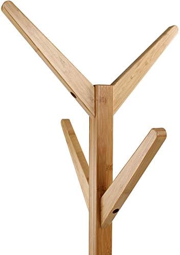 GRANDMA SHARK Coat Stand, Clothes Rack, Bamboo Coat Rack With 8 Hooks, Clothing Rack, Standing Hat Hanger, Coat Hanger Stand (Natural)