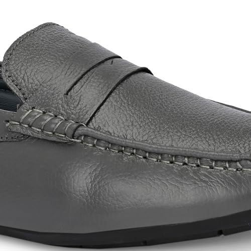 Image of Octa marc Men's Genuine Leather Loafer Shoes | Natural Rubber Sole with Soft Cushioned Insole | Classic Slip-On Design for Office, Party, Formal & Casual Wear