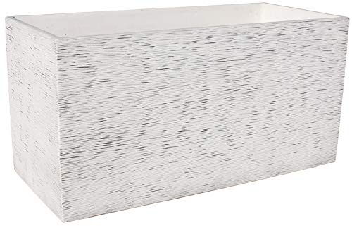 AnaParra Cubic Jardinera Exterior Rectangular Fabricado en hormigón aligerado | Macetero Decorativo de Piedra Artificial Exterior e Interior Medidas 90x27x37cm., Color Gris