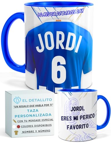 EL DETALLITO Taza Espanyol Personalizada Nombre Número Y Dedicatoria Regalo Futbol Original Niños Cumpleaños Dia Del Padre Madre Tazas Desayuno Personalizadas Equipos Apta Lavavajillas Y Microondas
