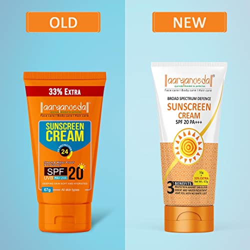 Image of Aryanveda Sunscreen Spf 20 PA+ UV Protection for Women & Men with All Day Hydration | Dry, Normal Skin - 67 Gm