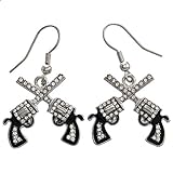 Western Dual Revolver Pistol Gun Dangle Drop Earrings Fashion Jewelry