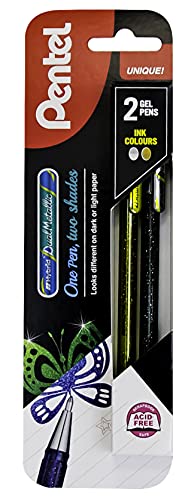 Pentel xk110/2-xxzx Hybrid Dual metálico bolígrafo de Gel, color dorado/plateado