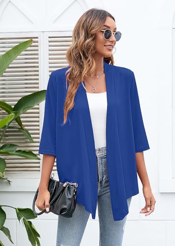 Image of Heymoments Women's Lightweight Open Front Cardigans 3 /4 Sleeve Casual Soft Drape Fall Cardigan S-2XL