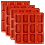 KOHAND Lot de 4 mini moules à pain rectangulaires en silicone, 12 cavités, antiadhésifs, pour faire du pain, des brownies, des cheesecakes, du chocolat