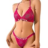 【Exaltez votre intimité】 : Avec notre ensemble soutien-gorge et string personnalisés avec votre nom, rendez chaque moment unique. Le string avec votre nom n'est pas seulement un sous-vêtement, mais une déclaration de votre individualité. Il combine sensuellement la dentelle avec des lettres personnalisées, pour embrasser votre sensualité avec une touche de personnalisation.