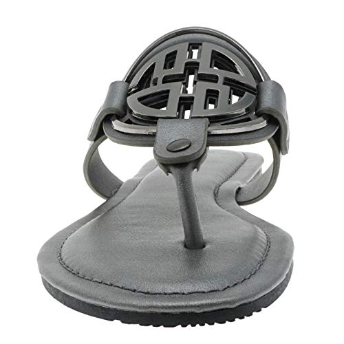 Image of Pierre Dumas Women's Medallion Vegan Slide Thong Flip Flop Flat Sandal