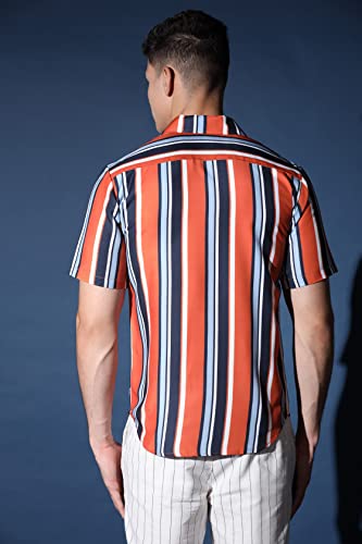 Image of DHRUVI TRENDZ Men's Rayon Regular Fit Casual Shirt | Stylish Printed Formal Shirts for Men | Short Sleeve Lightweight Summer Outfit | Soft Breathable Button-Down Summer & Casual Shirt's