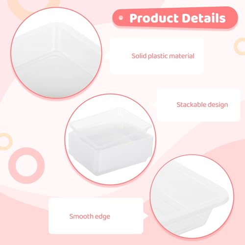 Image of OMISTAR 24 PCS Plastic Art Clear Trays - 11 x 8.3 x 1.2 Inches Flat Storage Tray Serving Organizer Trays, Stackable Bins for Painting Beads Office DIY Projects