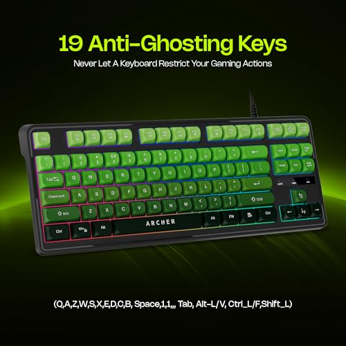 Image of Archer Tech Lab Wired Gaming Keyboard and Mouse Combo| RGB Backlit, 87 Keys with 19 Anti-Ghosting, 7-Button Mouse, Adjustable 4 DPI (1200-3600) USB Plug & Play for PC Laptop Mac PS5 Xbox (Astra G300)
