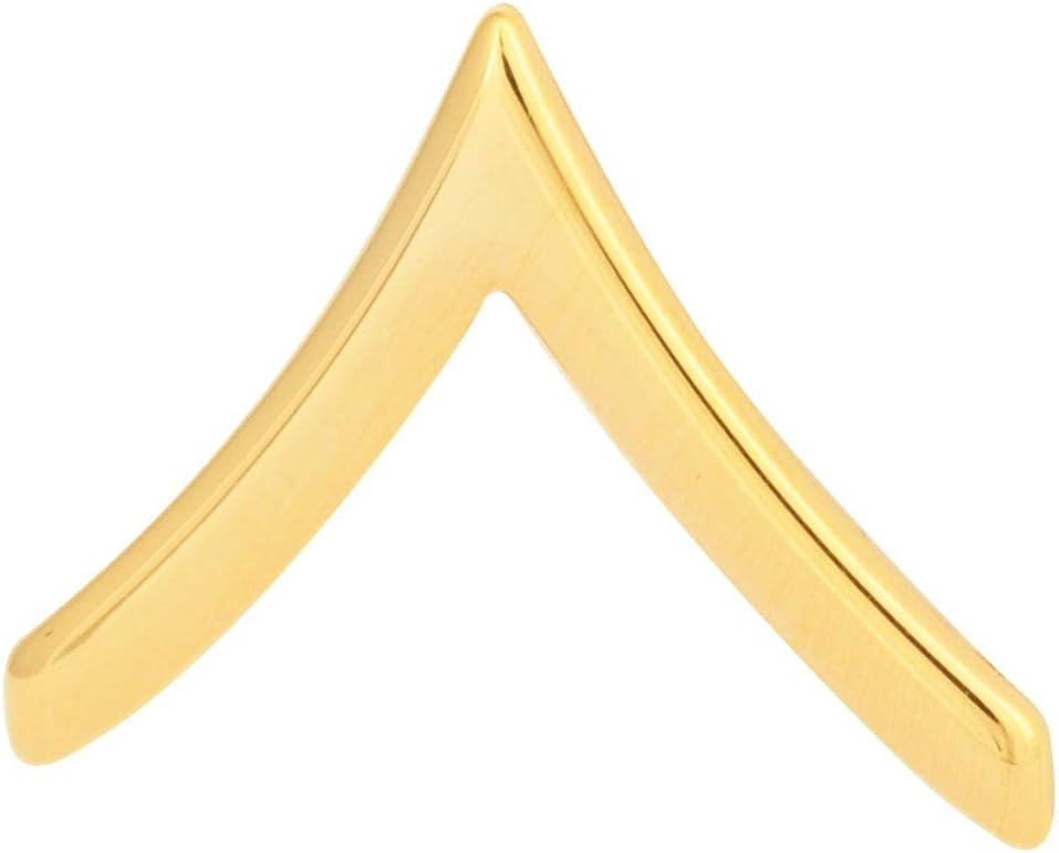 Army chevron rank: Brass metal finish: Enlisted: Private E-2 / PV2