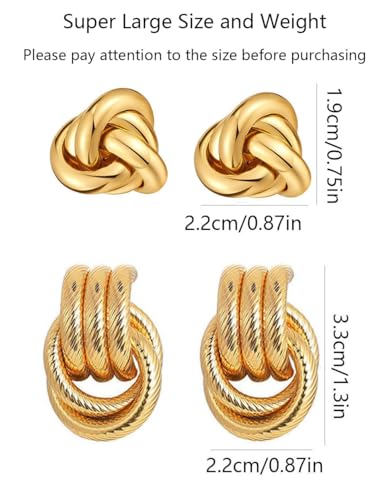 Chunky Knot Earrings Extra Large Statement Earrings Geometric Gold Earring 1.3IN Large Twisted Jewelry for Women2
