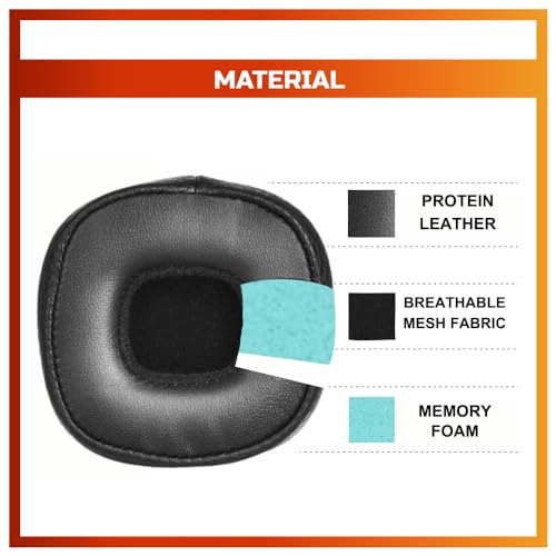 Image of Crysendo Headphone Cushion for Marshall Major III Headphone | Soft Ear Cushion Cover Replacement Earpads | Protein Leather & Memory Foam Cushion (Black)