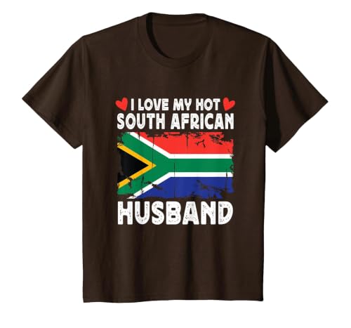 I Love My Hot South African Husband Spouses South Africa T-Shirt, Youth, Brown, Small