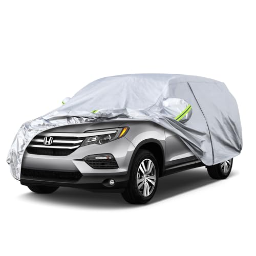 Image of Koukou SUV Car Cover Custom Fit Honda Pilot from 2002 to 2025, Waterproof Car Cover All Weather for Automobiles Outdoor Indoor with Zipper Door, Sun Rain Dust Snow Protection.