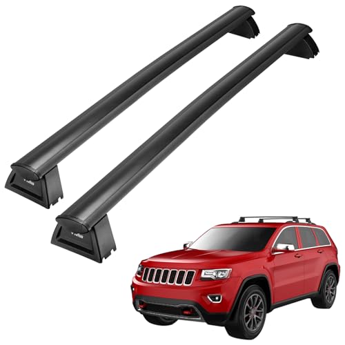 JOYTUTUS Upgraded Roof Rack Cross Bars Compatible with Jeep Grand Cherokee 2011-2021 with Grooved Side Rails Aluminum Crossbars Replacement for Rooftop Cargo Carrier Kayak Bike Snowboard