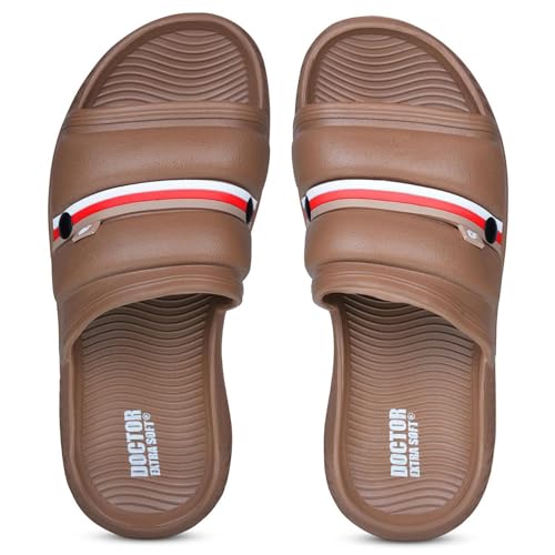 Image of DOCTOR EXTRA SOFT Men's Classic Ultra Soft Sliders /Slippers with Cushion FootBed for Adult | Comfortable & Light Weight | Stylish & Anti-Skid | Waterproof & Everyday Flip Flops for Gents /Boys D-527