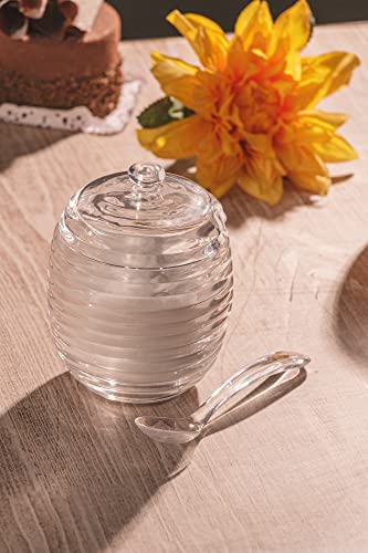 Açucareiro de Cristal com Colher e Tampa Colméia 210ml - Lyor