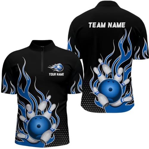 Flame Bowling Shirt for Men & Women - Personalized Team Jersey & Quarter-Zip Polo3
