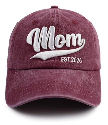 Image of 2PCS Mom and Dad EST 2026 Hat, 3D Embroidered Adjustable New Parents Gifts Baseball Cap