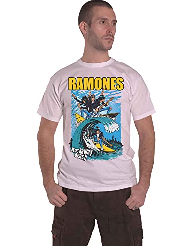 Ramones Men's Rockaway Beach Short Sleeve T-Shirt, White, XX-Large