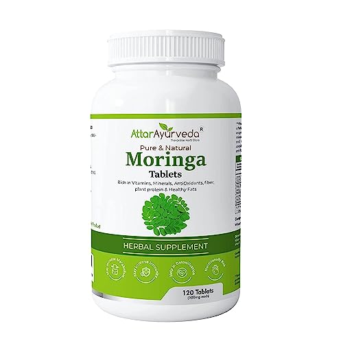Attar Ayurveda Moringa Tablets 120 Tablets, 500 mg each | Drumstick Leaf Tablets | Pure and Natural, Highly Nutritious