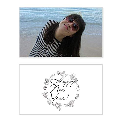 Tarjeta de Año Nuevo Ellie Yao con mensaje de bendición y diseño de olas playeras