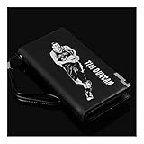 TXOZ Basketball-Fan Wallte Schwarz Männer Langen Mappen-Leder-Herren-Jacken-Mantel-Leder-Mappe for Kreditkarten, Notizen Schutz