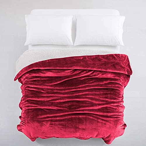 Ir Imperial Rooms Sherpa Blanket For Bed Twin Size - Soft And Fuzzy Throw Blanket For Couch And Sofa - Reversible Microfiber Thick And Warm Fluffy Sherpa Fleece Throw Blanket, Burgundy, 60X80 Inches #TOP5