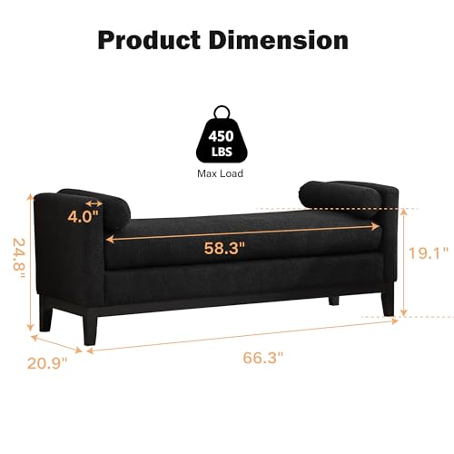 Banco de extremo de cama de 167 cm para decorar dormitorios y entradas 3