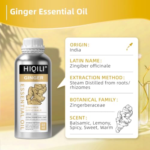 Image of HIQILI Ginger Oil for Hair, Massage & Skin | Large Bottle for Extended Use, Body & Scalp, Soothes Tired Muscles after Activity, DIY Blends & Diffuser - 1000mL / 32 fl oz