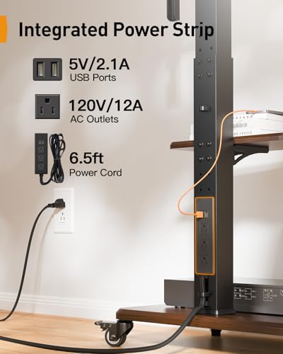 Image of Perlegear Rolling TV Stand for 32 inch-77 inchTVs with LED Lights and Power Outlet