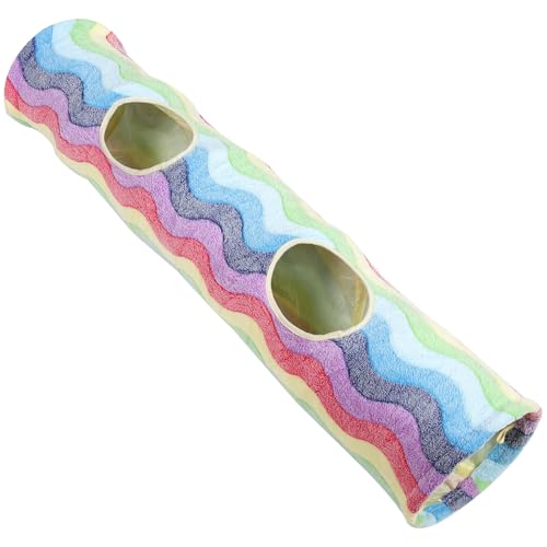 BATHVEVE Faltbarer Katzentunnel Regenbogenfarben aus Robustem Material Tunnelspiel zur Katzenförderung und Bewegung Haustiertunnel für Kätzchen und Katzen