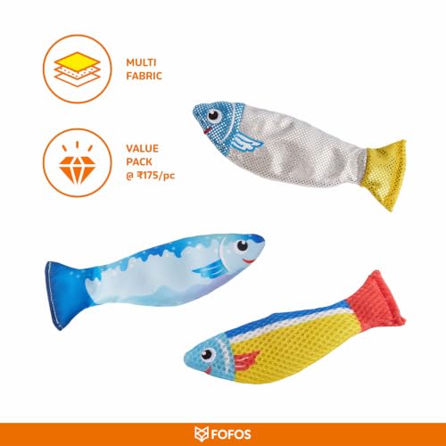Image of BarkButler x FOFOS Sardine Fish Cat Toys 3pk - 100% Catnip Toys for Cats, Interactive Toys Set - Multicoloured